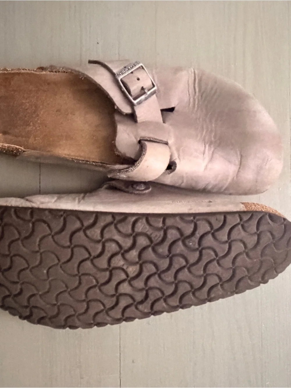 Men’s Birkenstock Clog Taupe Slip-On Buckle Clog